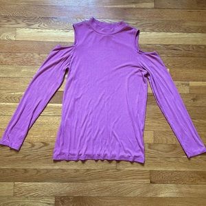 Banana Republic womens cold shoulder mock neck ribbed long sleeve top